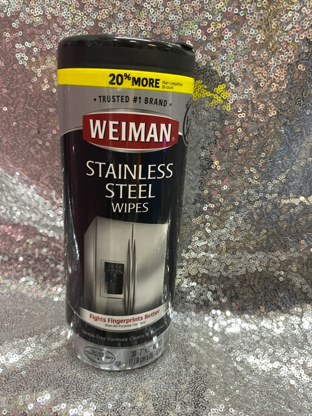 Weiman Stainless Steel Wipes - Black/Silver Canister
